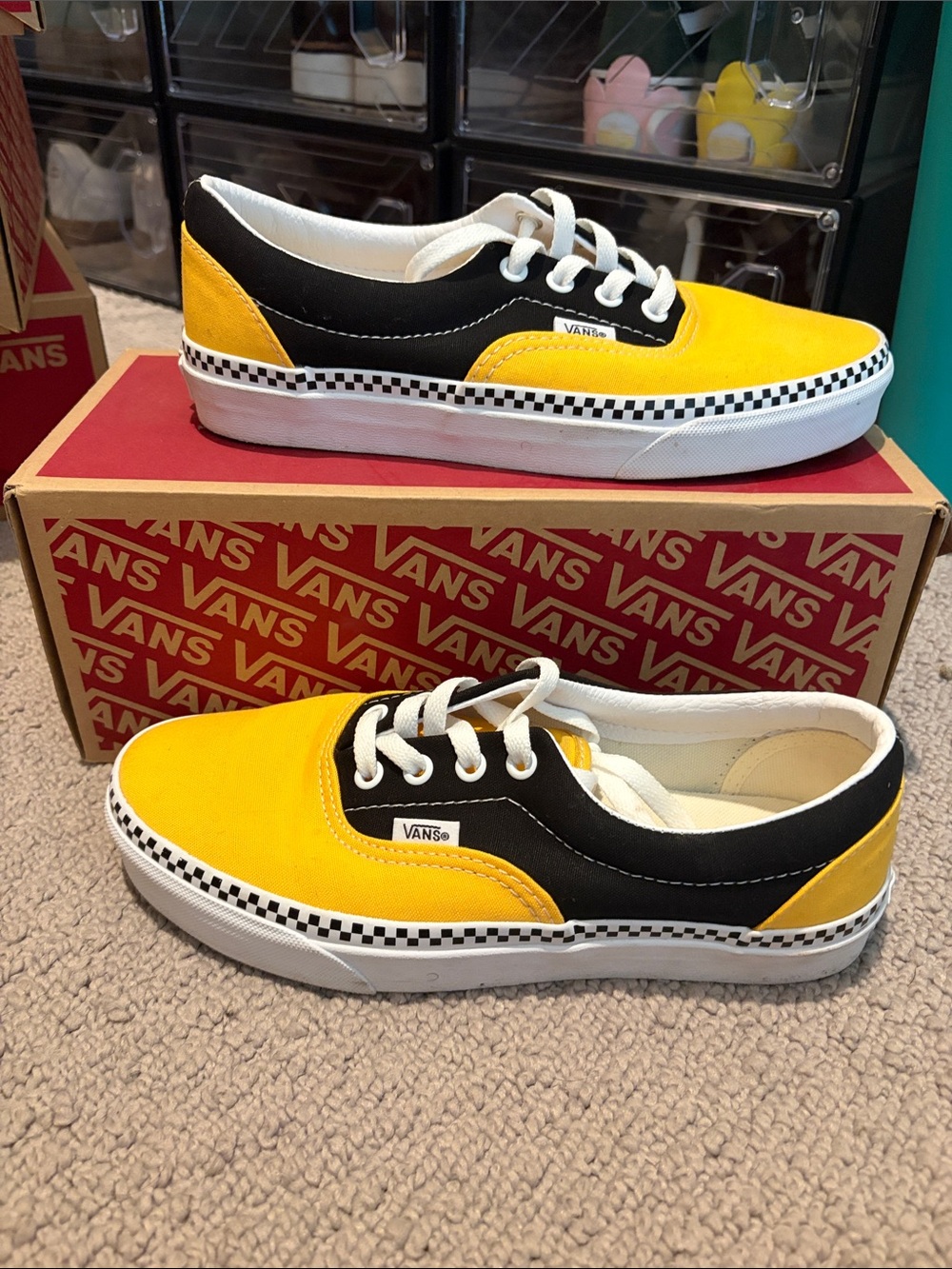 Vans Yellow & Black Checkerboard Low-Top Sneakers